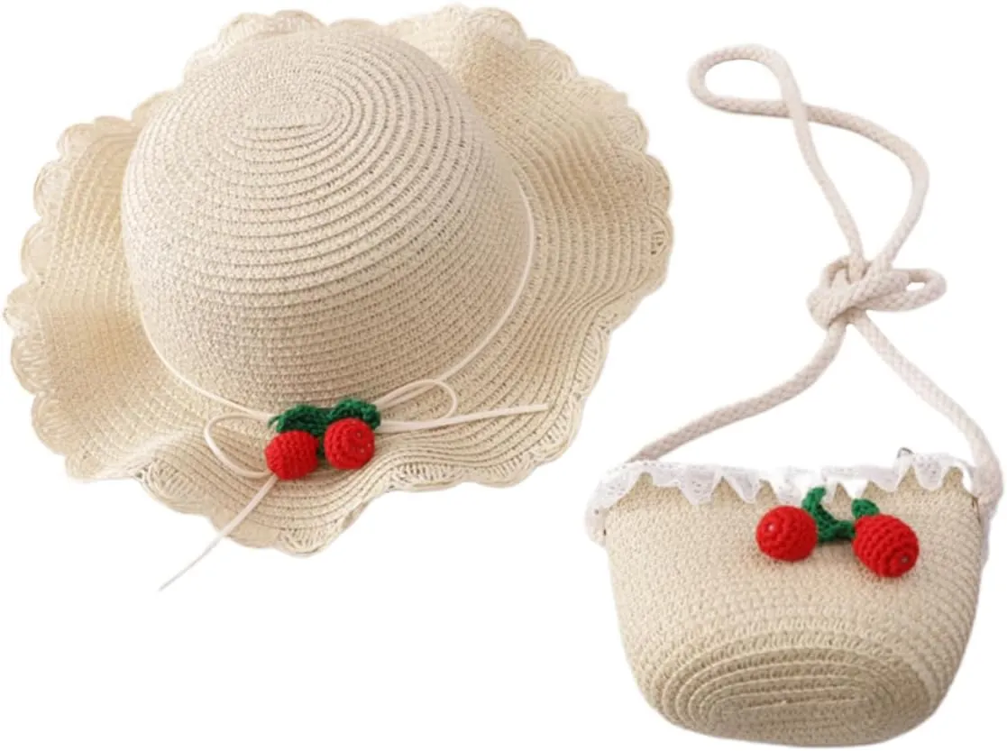 1 Set Cosplay Suit Hats Beach Hat Cross-Body Bag Cross Body Purse and Purse Summer Cap Cosplay Hat Bag Beige