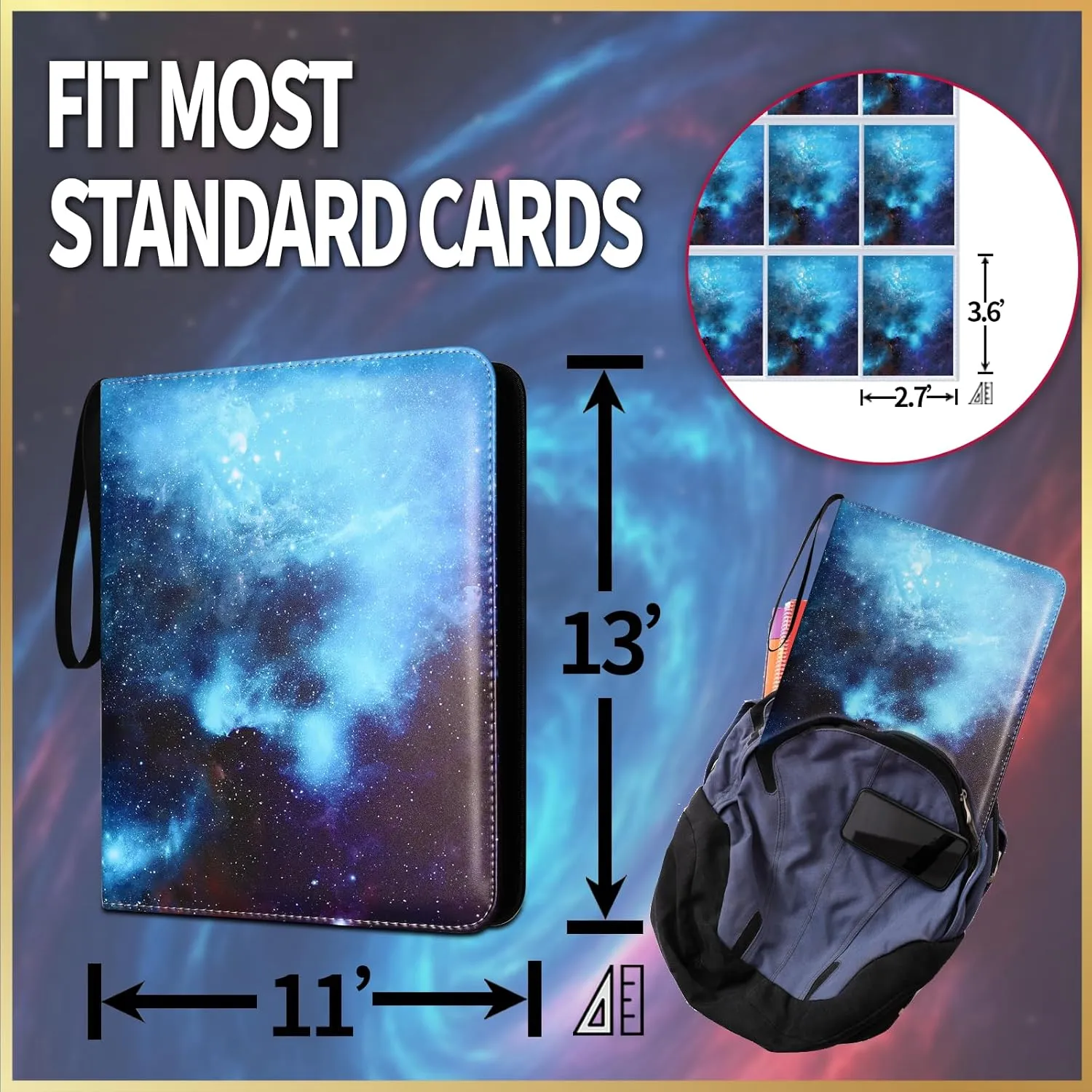 1080 Pockets Card Binder 9 Pocket, Trading Card Binder with 60 Page Removable Sleeves, Zipper Card Book Album Holder[PROTECTIVE][PLEASANT TOUCH SURFACE] Blue SKY
