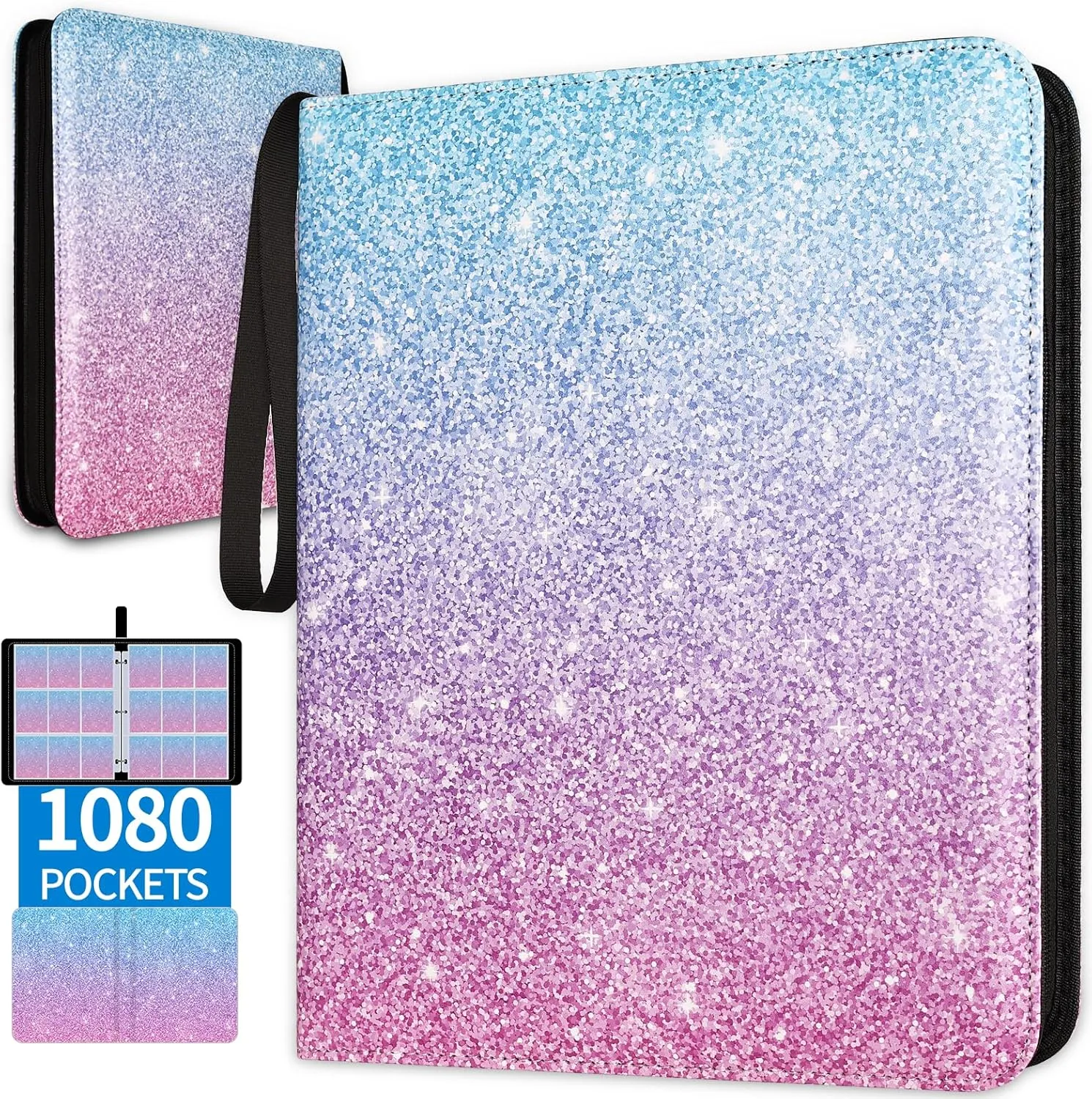 1080 Pockets Card Binder 9 Pocket, Trading Card Binder with 60 Page Removable Sleeves, Zipper Card Book Album Holder[PROTECTIVE][PLEASANT TOUCH SURFACE]