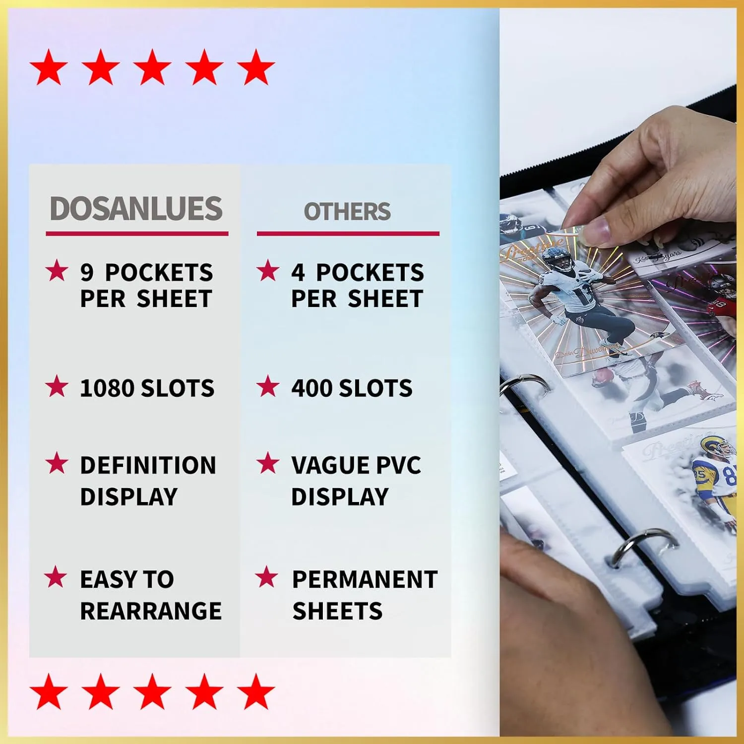 1080 Pockets Card Binder 9 Pocket, Trading Card Binder with 60 Page Removable Sleeves, Zipper Card Book Album Holder[PROTECTIVE][PLEASANT TOUCH SURFACE]