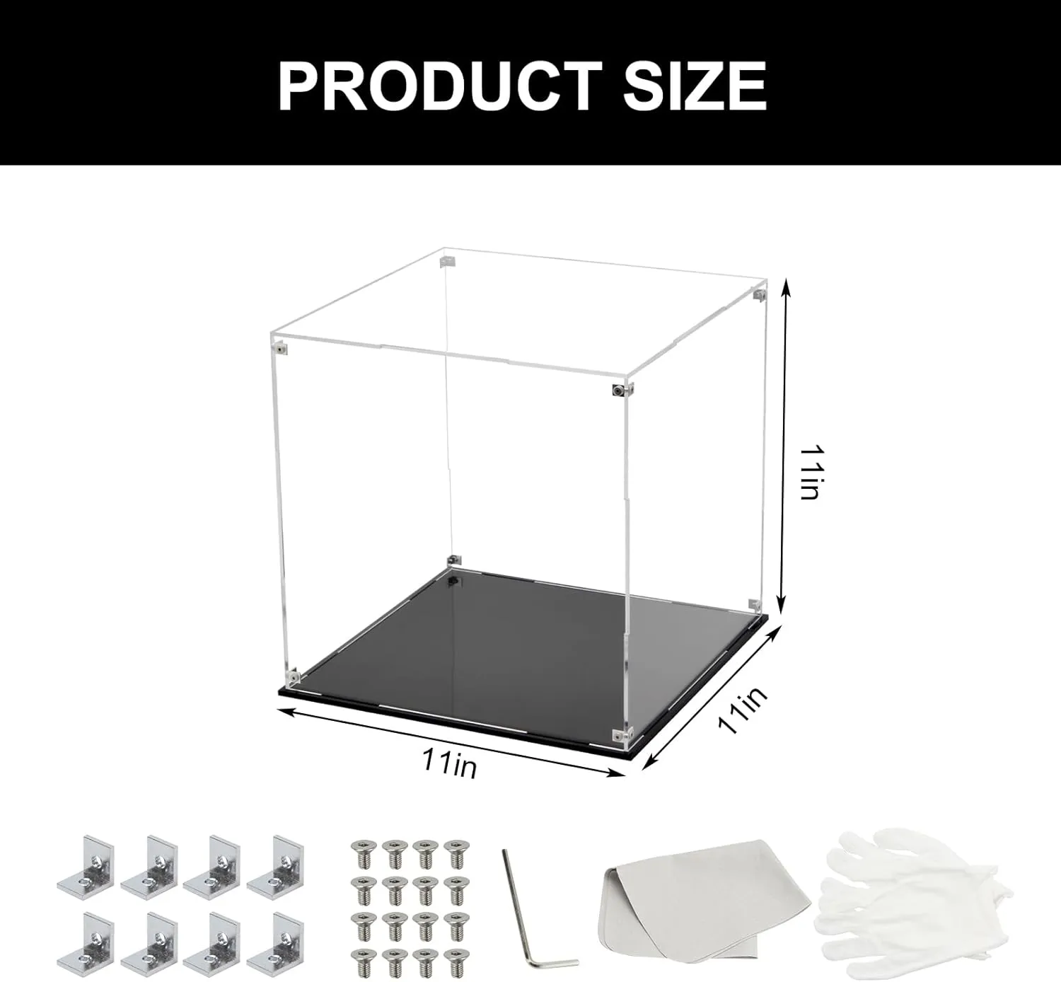 11 Inch Acrylic Display Case for Collectibles, Cube Acrylic Box for Collectibles Showcase, Assemble Clear Acrylic Display Box Stand Storage Bin for Action Figures Doll Toys Sport Souvenirs