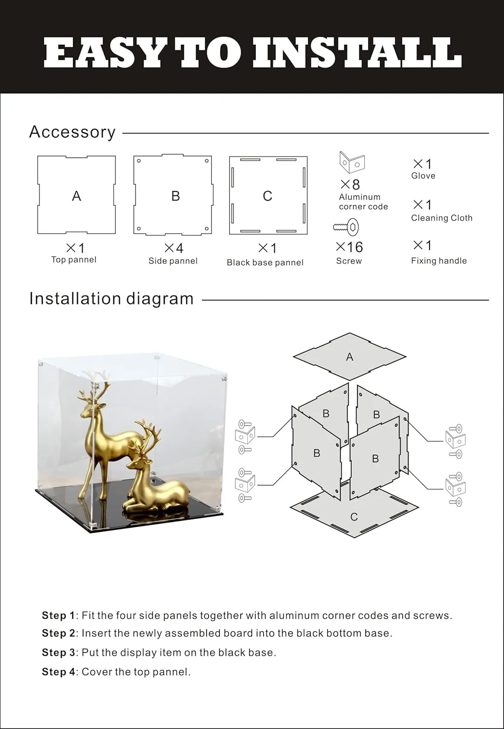 11 Inch Acrylic Display Case for Collectibles, Cube Acrylic Box for Collectibles Showcase, Assemble Clear Acrylic Display Box Stand Storage Bin for Action Figures Doll Toys Sport Souvenirs