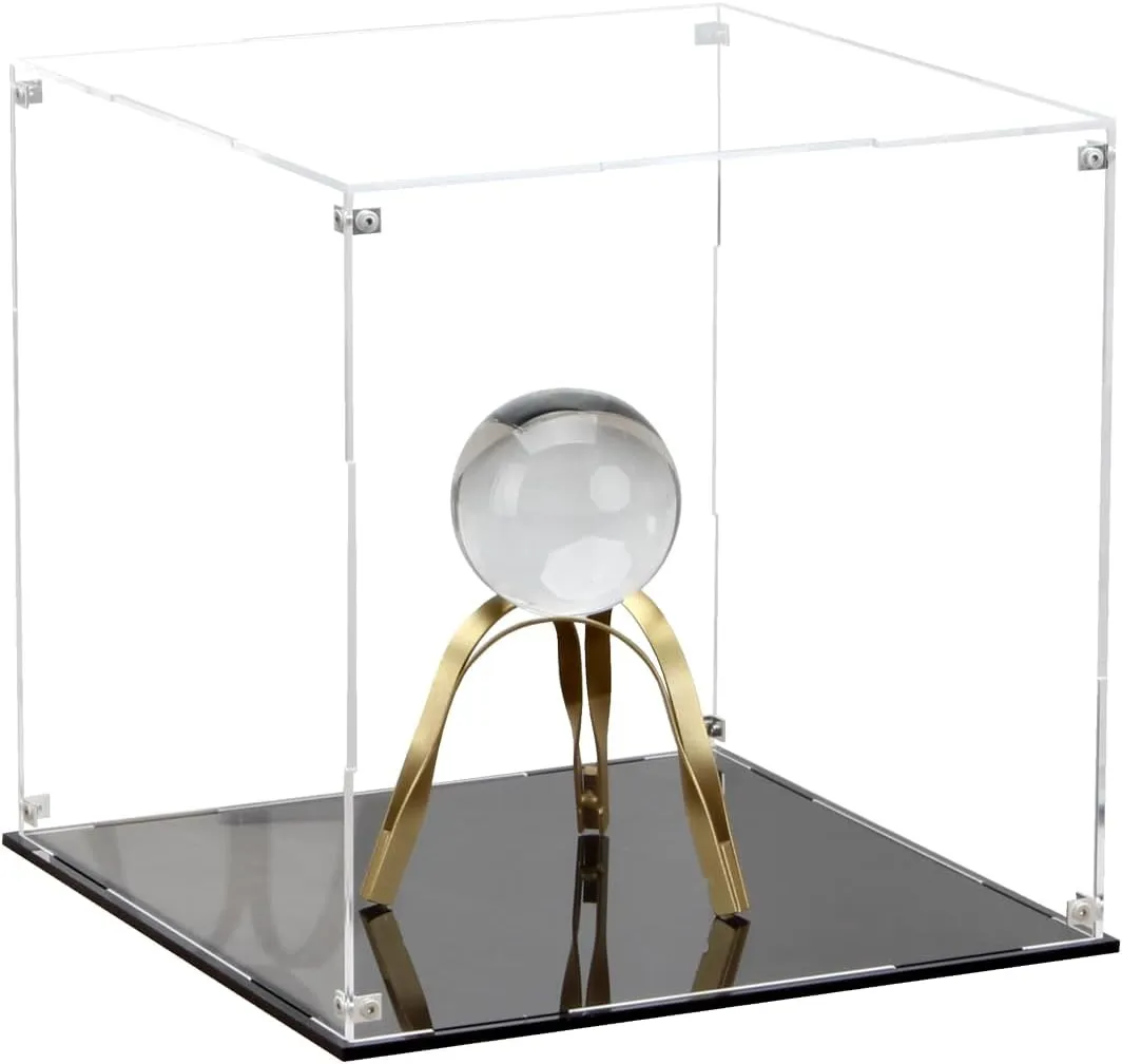 11 Inch Acrylic Display Case for Collectibles, Cube Acrylic Box for Collectibles Showcase, Assemble Clear Acrylic Display Box Stand Storage Bin for Action Figures Doll Toys Sport Souvenirs