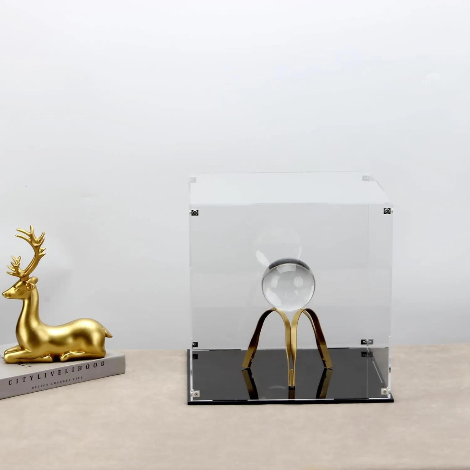 11 Inch Acrylic Display Case for Collectibles, Cube Acrylic Box for Collectibles Showcase, Assemble Clear Acrylic Display Box Stand Storage Bin for Action Figures Doll Toys Sport Souvenirs