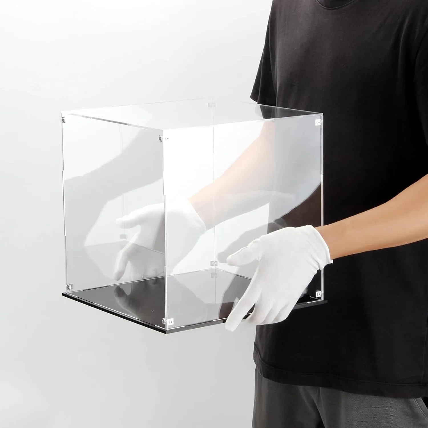 11 Inch Acrylic Display Case for Collectibles, Cube Acrylic Box for Collectibles Showcase, Assemble Clear Acrylic Display Box Stand Storage Bin for Action Figures Doll Toys Sport Souvenirs