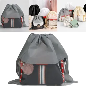 15 Packs Dust Bags for Gray Handbags, Clear Gray Handbag and Purse Storage Organizer, 18"x18" / 45x45 cm Non-Woven Drawstring Cover with Window