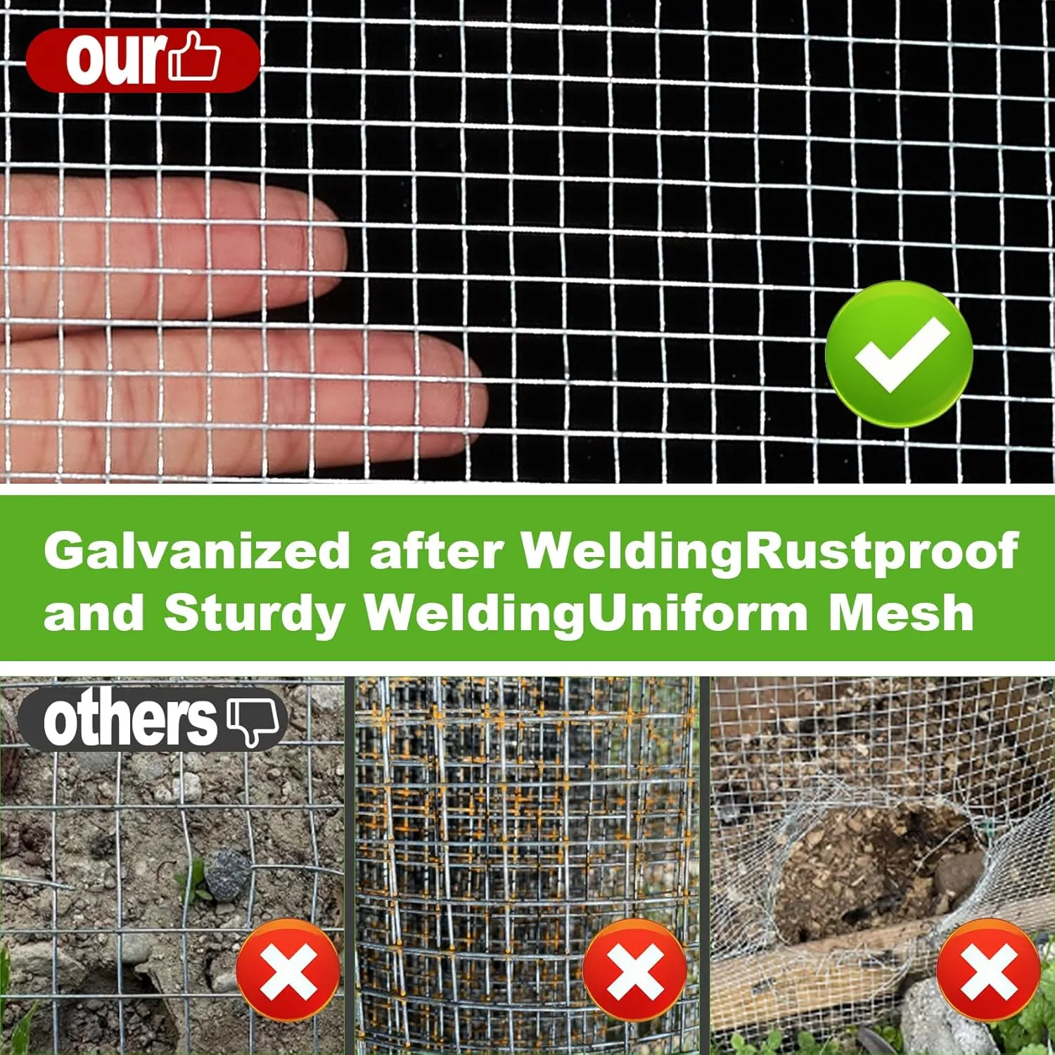 16'' x 20' Hardware Cloth 1/4 inch 23 Gauge, Hot-dip Galvanized After Welding, Chicken Coop Wire Fence Wire Mesh Screen, Rabbit/Snake Fences, Netting Wire Cloth Galvanized Wire Mesh Roll