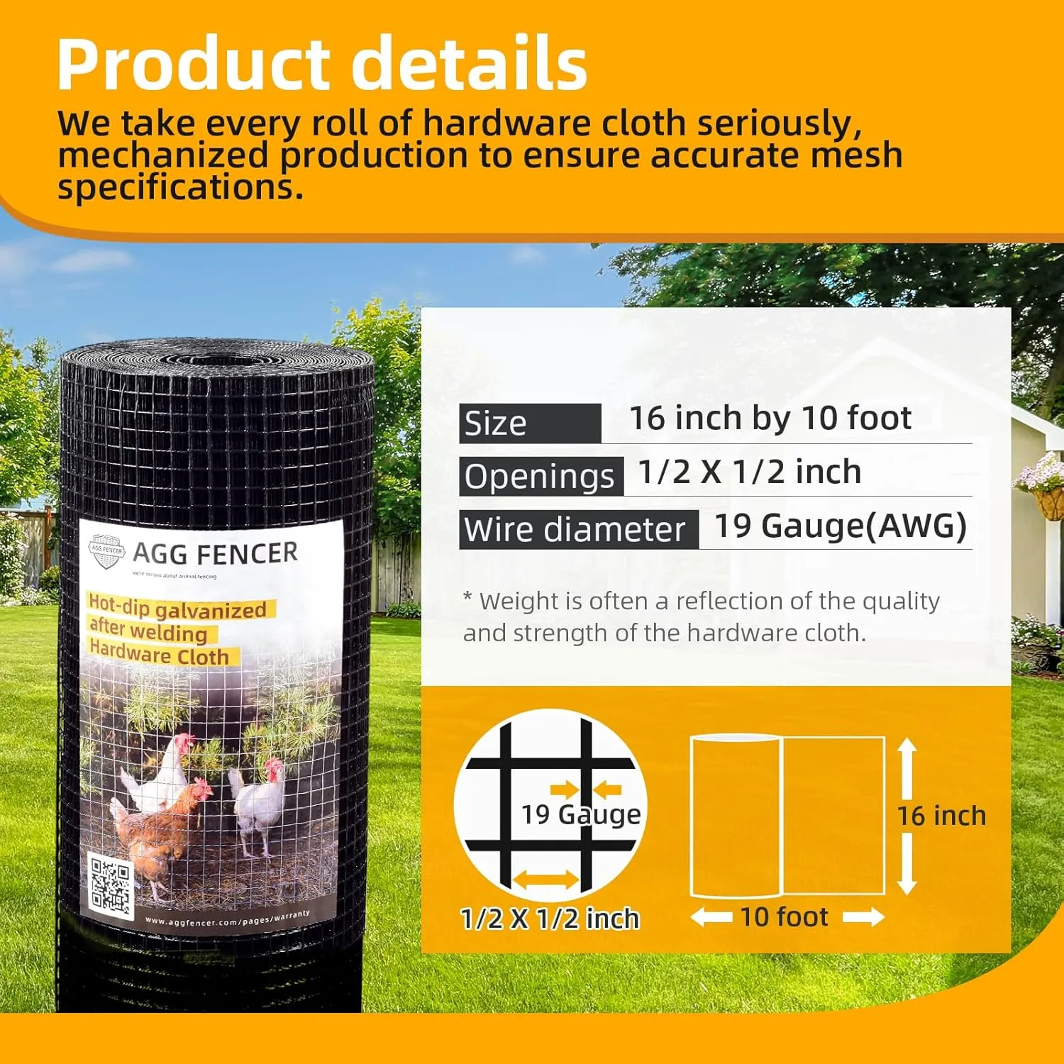 16in x 10ft Black Hardware Cloth 1/2 inch 19Ga PVC Coated Wire Mesh Vinyl Coated Fence, Welded Metal Chicken Wire Fencing Roll, Garden Plant Fencing, for Chicken Coop and Home Improvement