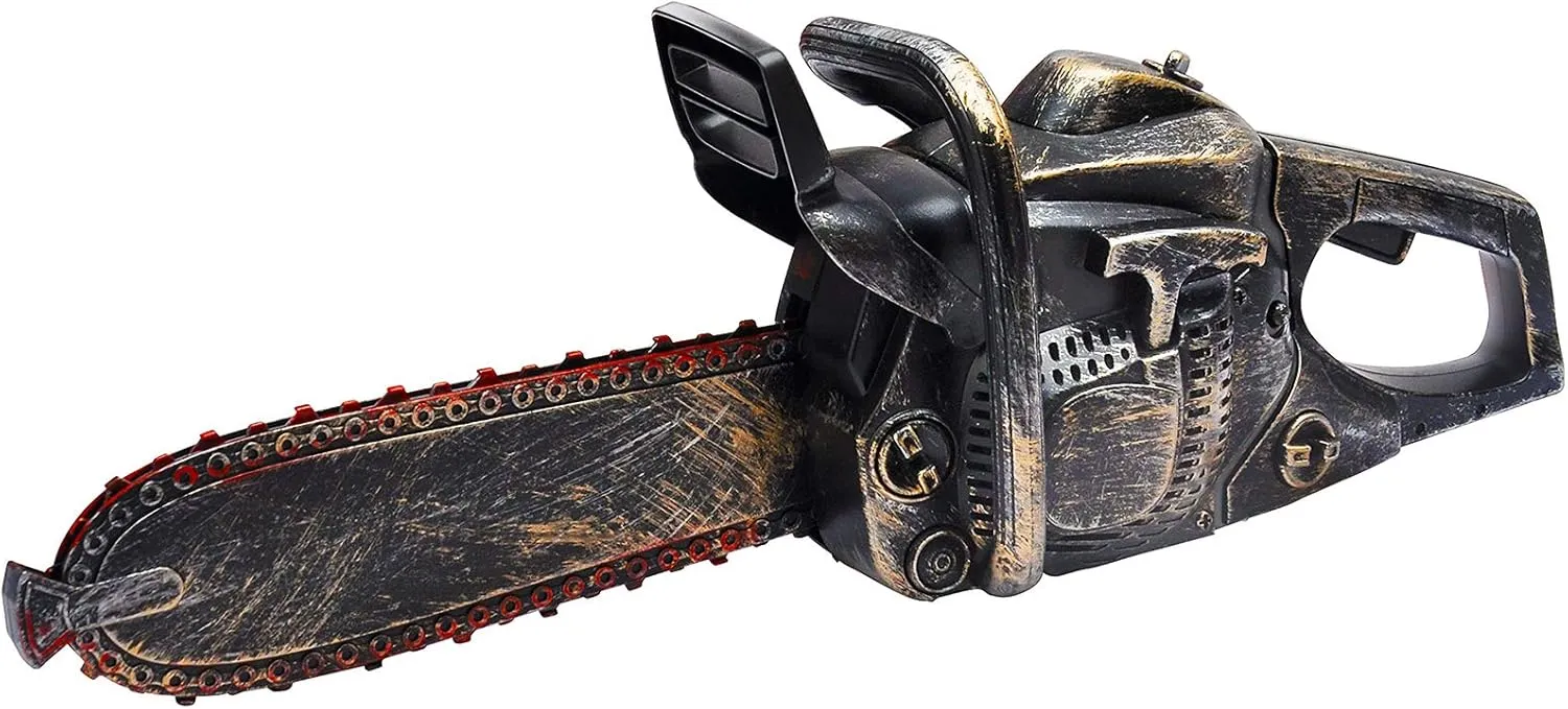 16" Bloody Rusty Electric Chainsaw - Battery Operated Chainsaw Massacre Role Play Accessory with Motion & Sound Effects for Halloween Cosplay Prop, Decorations