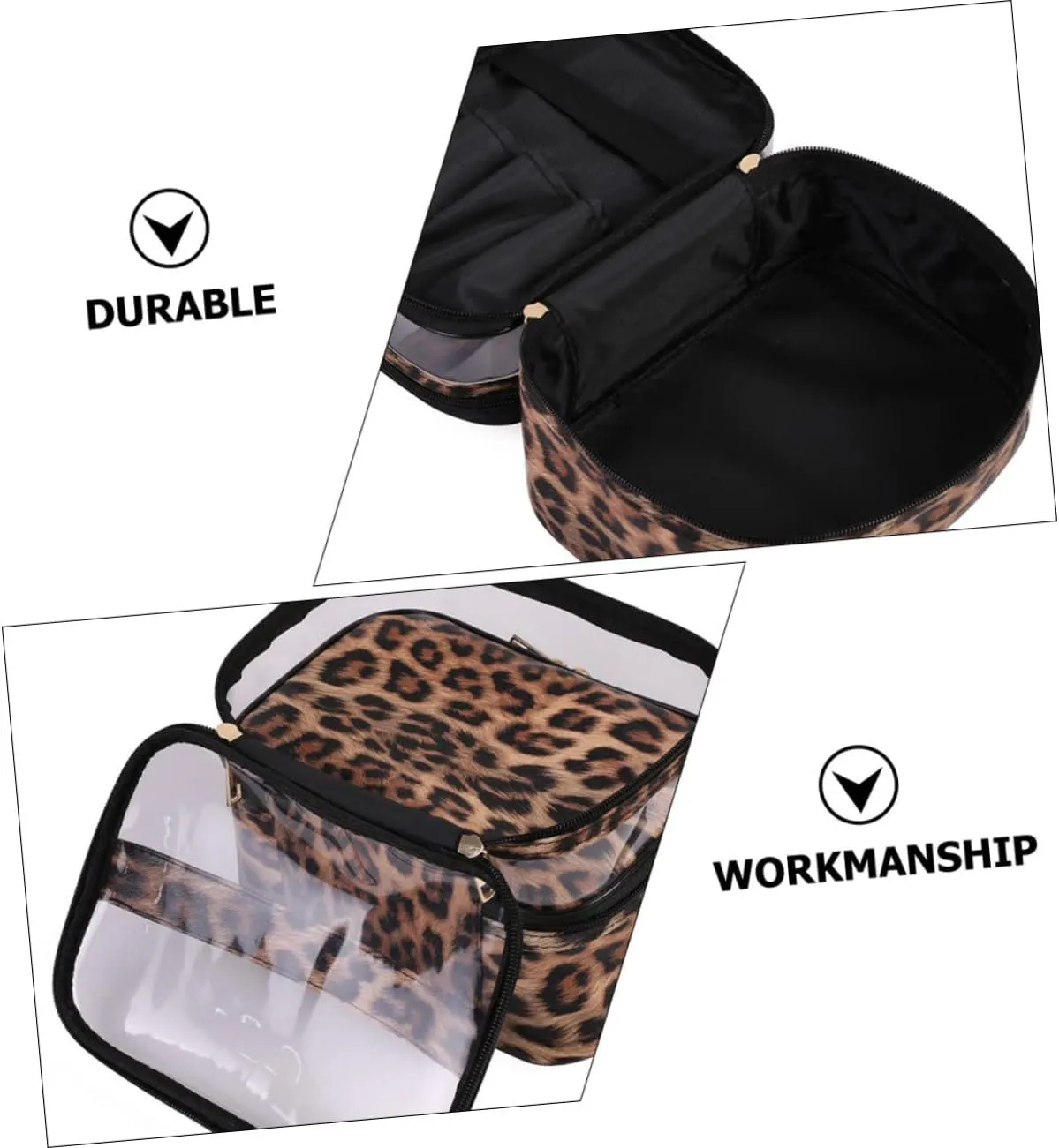 1pc Hand Wash Bag Nylon Cosmetic Bag Portable Travel Bag Fashion Cosmetic Bag Water Proof, Leopard, 21x18cm