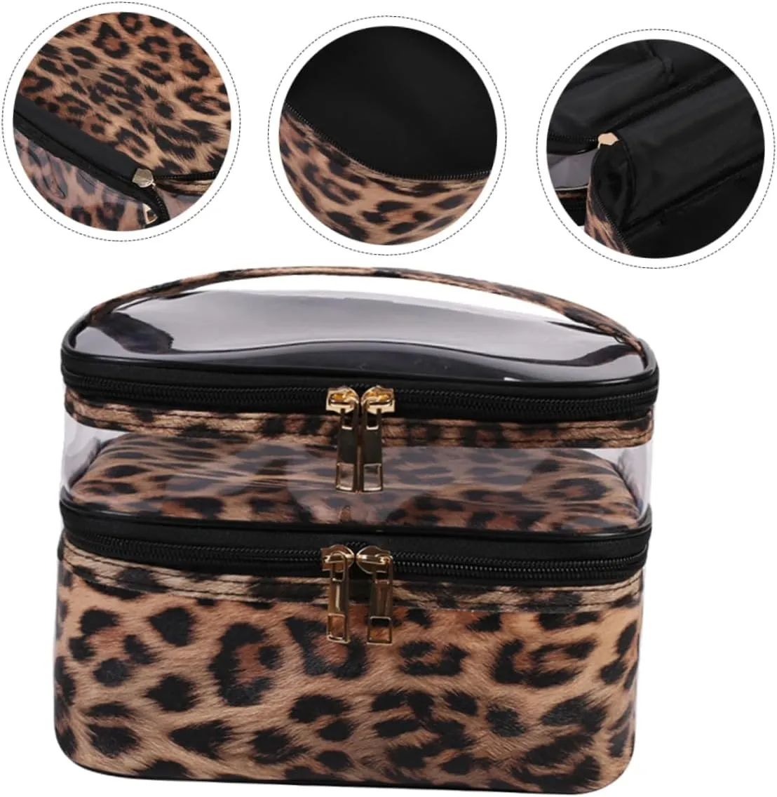 1pc Hand Wash Bag Nylon Cosmetic Bag Portable Travel Bag Fashion Cosmetic Bag Water Proof, Leopard, 21x18cm