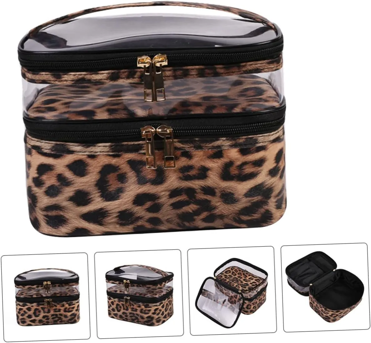 1pc Hand Wash Bag Nylon Cosmetic Bag Portable Travel Bag Fashion Cosmetic Bag Water Proof, Leopard, 21x18cm