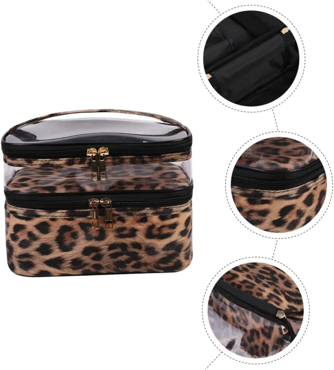 1pc Hand Wash Bag Nylon Cosmetic Bag Portable Travel Bag Fashion Cosmetic Bag Water Proof, Leopard, 21x18cm