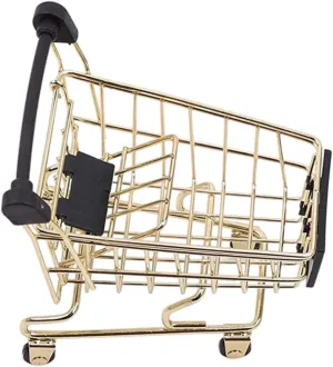1pc Mini Shopping Cart Storage Basket Decorative Shopping Trolley Toys Desktop Photo Props for Home Office