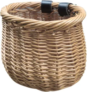 1Pc Woven Rattan Bike Basket for Easy to Attach Front Wicker Storage Basket Wood Color for Bicycles for Items and Picnic Essentials