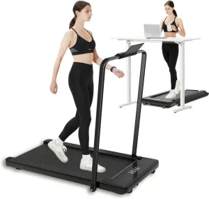 2 in 1 Folding Treadmill, Smart Walking Running Machine with Bluetooth Audio Speakers, Installation-Free，Under Desk Treadmill for Home/Office Gym Cardio Fitness