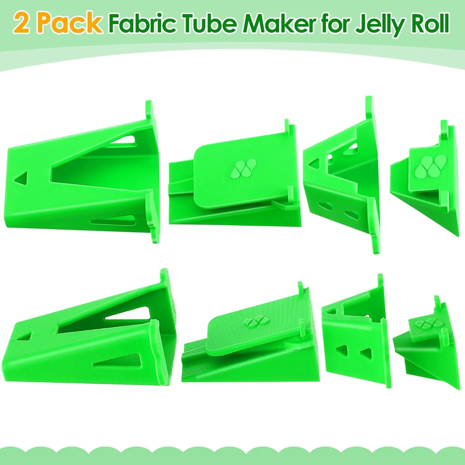 2 Set Fabric Tube Maker for Fabric Roll Rugs, Sewing Tube Makers for Rug, Bias Tape Maker Suitable for DIY, Making Roll Rugs Easier 676226, Patented Design (Green)