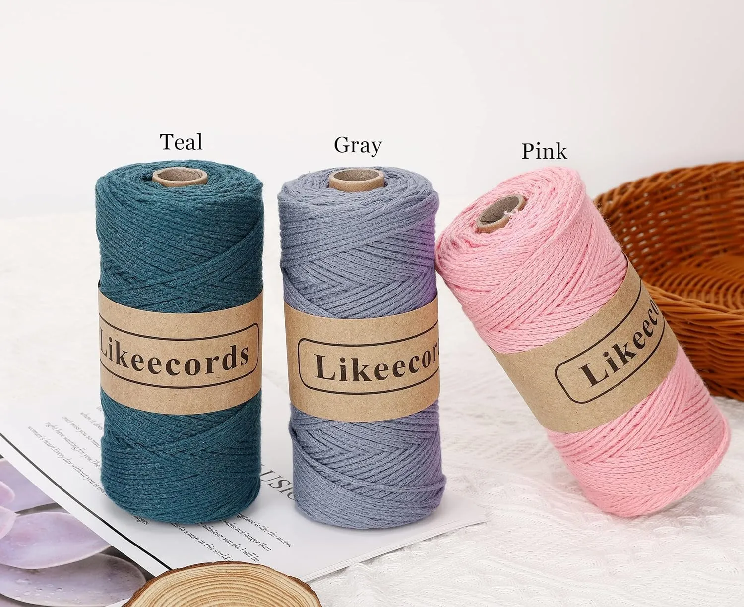 2 Skeins of 100% Cotton Crochet Bag Cord 2mm x 170m Macrame Cord 2mm Crochet Thread Macrame Rope Gift for Knitter (Caramel)