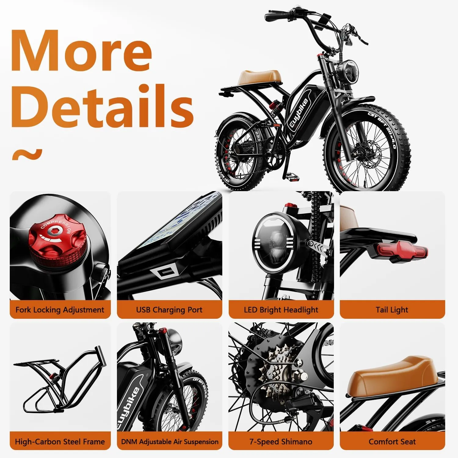 2000W/3000W Peak Single/Dual Motor Electric Bike for Adults with 48/52V 25/30AH Battery, Fat Tires Mountain E-Bike, Hydraulic Disc Brake Electric Bicycle