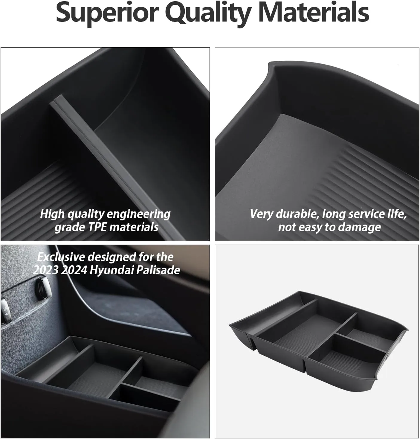 2025 Palisade Organizer for 2020 2021 2022 2023 2024 2025 Hyundai Palisade SE/SEL/XRT/Limited/Calligraphy Center Console Organizer Under Armrest Organizer Insert Tray 2025 Palisade Accessories 2PCS