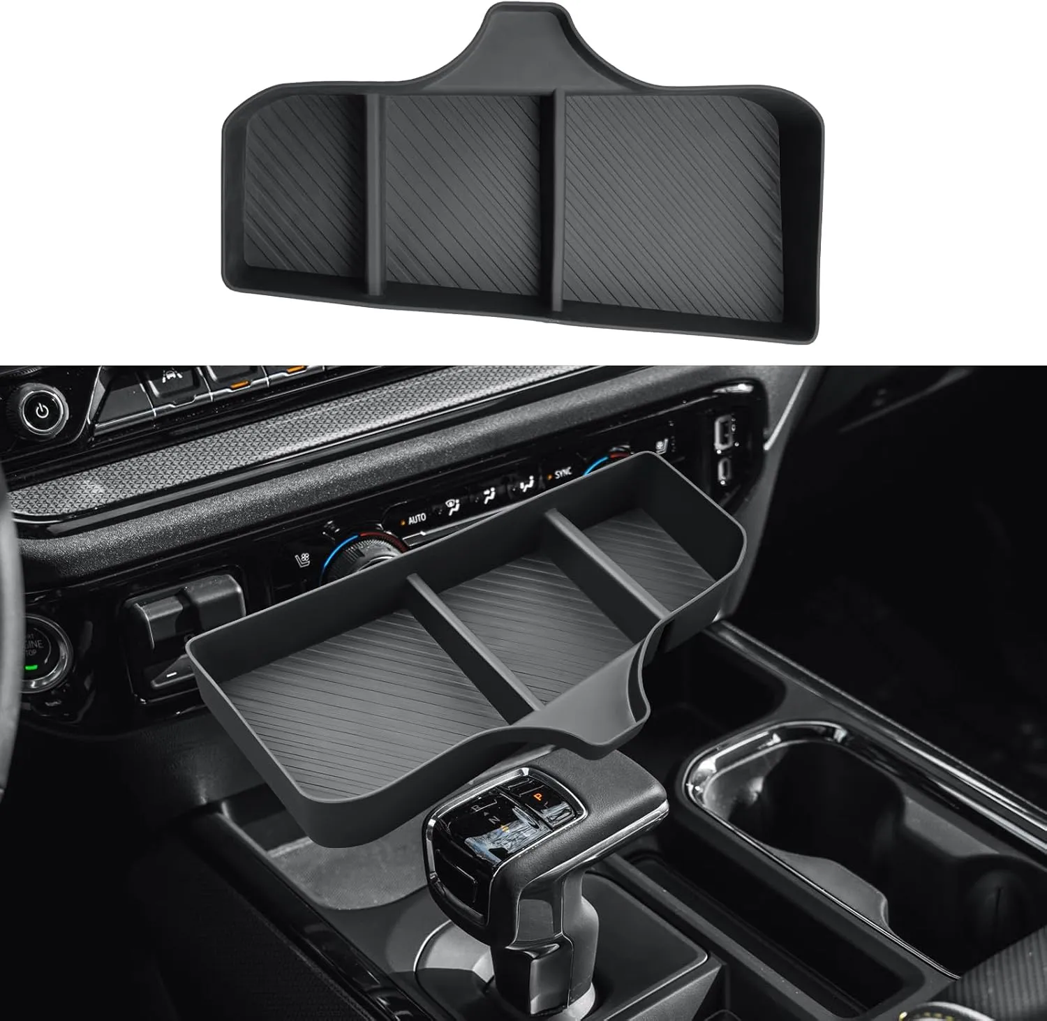 2025 Silverado 1500 Center Console Organizer - For 2023-2025 Chevy Silverado 1500/GMC Sierra 1500 Accessories Under Screen Center Console Organizer - Only Fit Full Console w/Bucket Seats(Black)