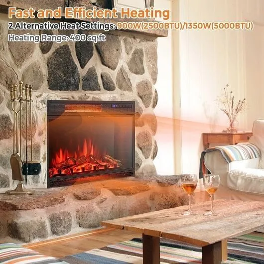 25 Inches Recessed Electric Heater - Color: Black - Size: 25 inches