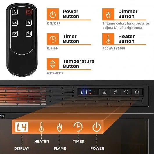 25 Inches Recessed Electric Heater - Color: Black - Size: 25 inches