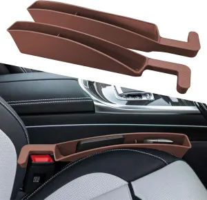 2PCS Car Seat Gap Filler, Seat Gap Organizer, Multi-Function Car Side Seat Gap Filler for Prevent Items Falling, Universal Car Seat Storage Organizer Between Seats Fit Most Cars SUVs (Brown)