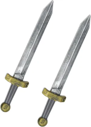 2pcs Toy Sword,18.9" Plastic Roman Sword for Kids Boys Role-Play Accessory,Medieval Knight Toy,Halloween Cosplay,Props Silver