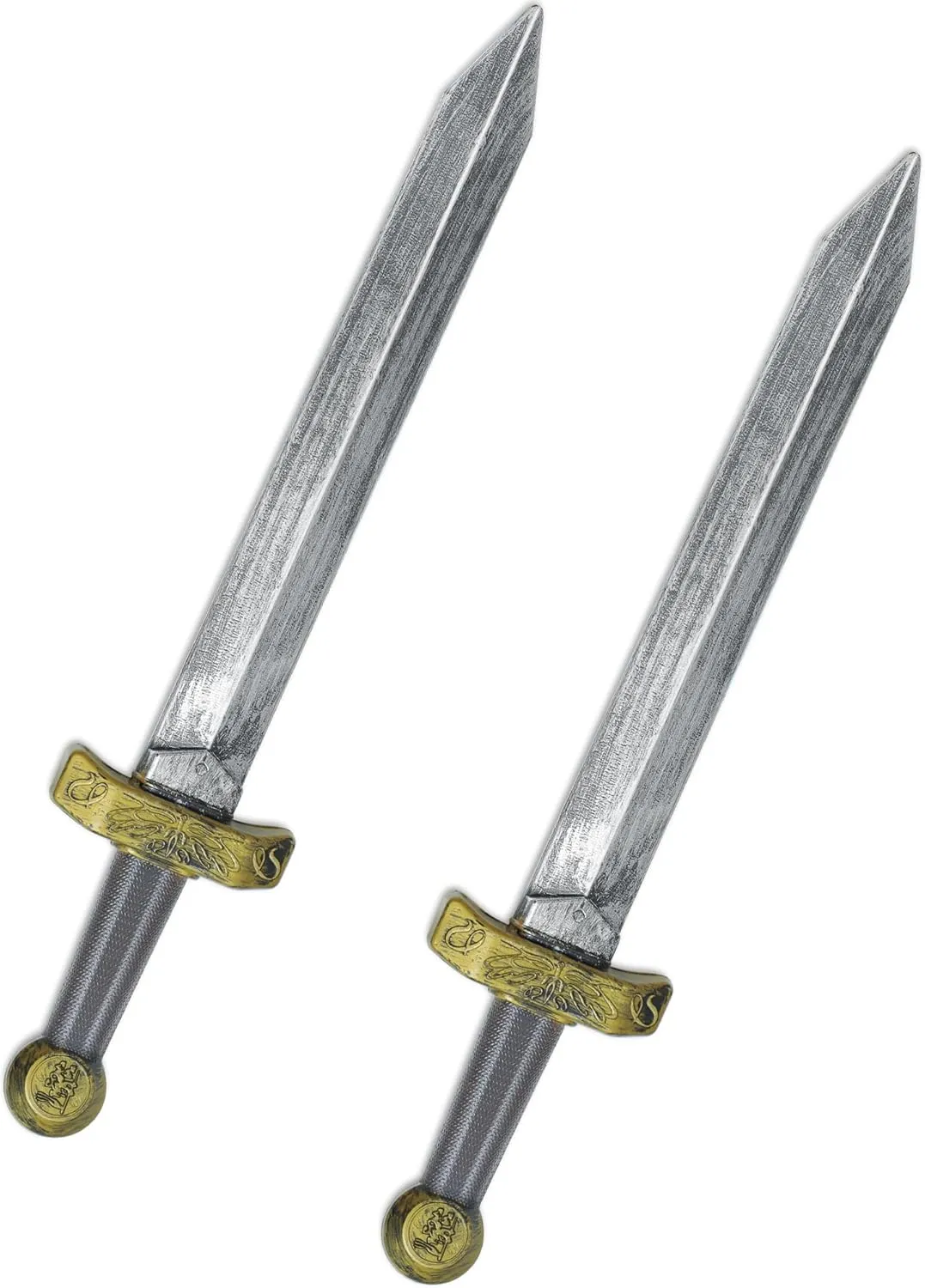 2pcs Toy Sword,18.9" Plastic Roman Sword for Kids Boys Role-Play Accessory,Medieval Knight Toy,Halloween Cosplay,Props Silver