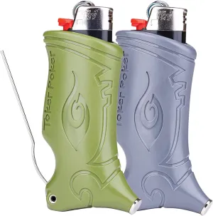 2pk Bundle - Toker Poker - Bic Lighter Case Multi Tool, All Inclusive Tool for Camping and Other - Army, Grey Bundle