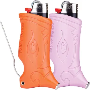 2pk Bundle - Toker Poker - Bic Lighter Case Multi Tool, All Inclusive Tool for Camping and Other - Orange, Lavender Bundle