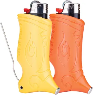 2pk Bundle - Toker Poker - Bic Lighter Case Multi Tool, All Inclusive Tool for Camping and Other - Yellow, Orange Bundle