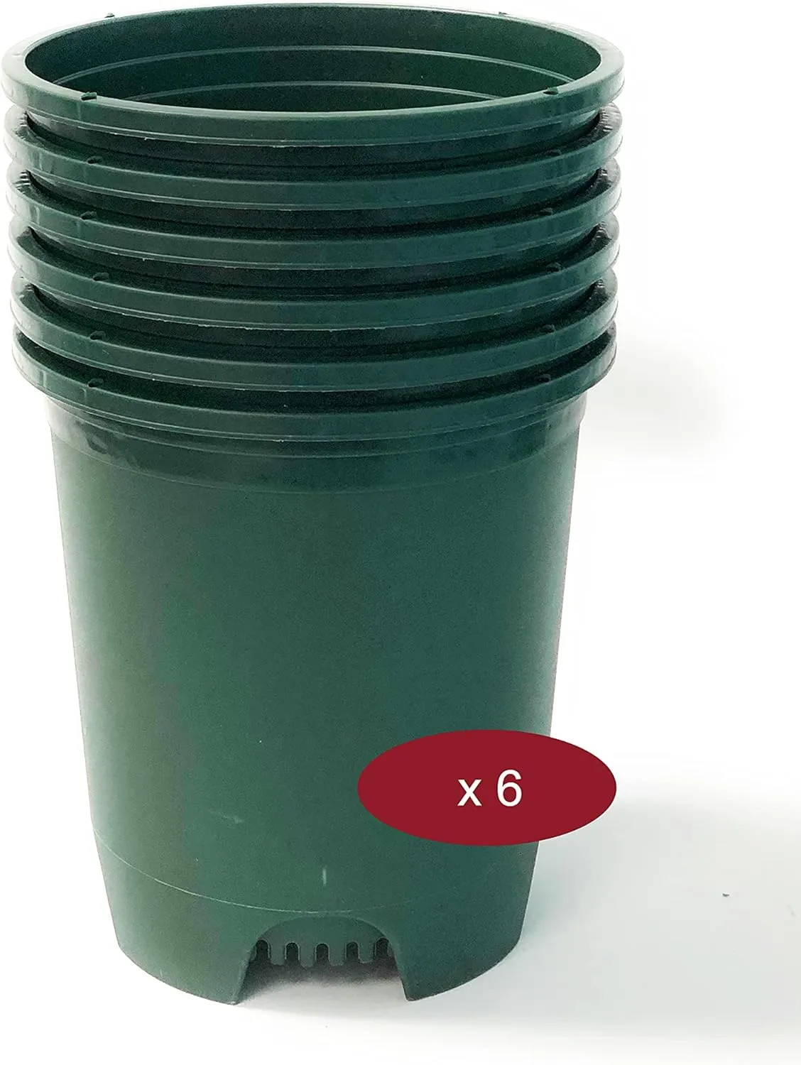3 Gallon 6-Pack Plant Pots Nursery Pot Green Plastic Planters for Outdoor Indoor Plants Gardening Flower Pots with Drainage Holes
