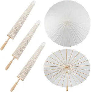 3 Pieces 33 Inches Large White Paper Umbrellas Parasol Decorative Chinese Japanese Parasol Rainproof Oiled Paper DIY Painting Umbrellas for Wedding Bridal Showers Party Decor (3 PCS)