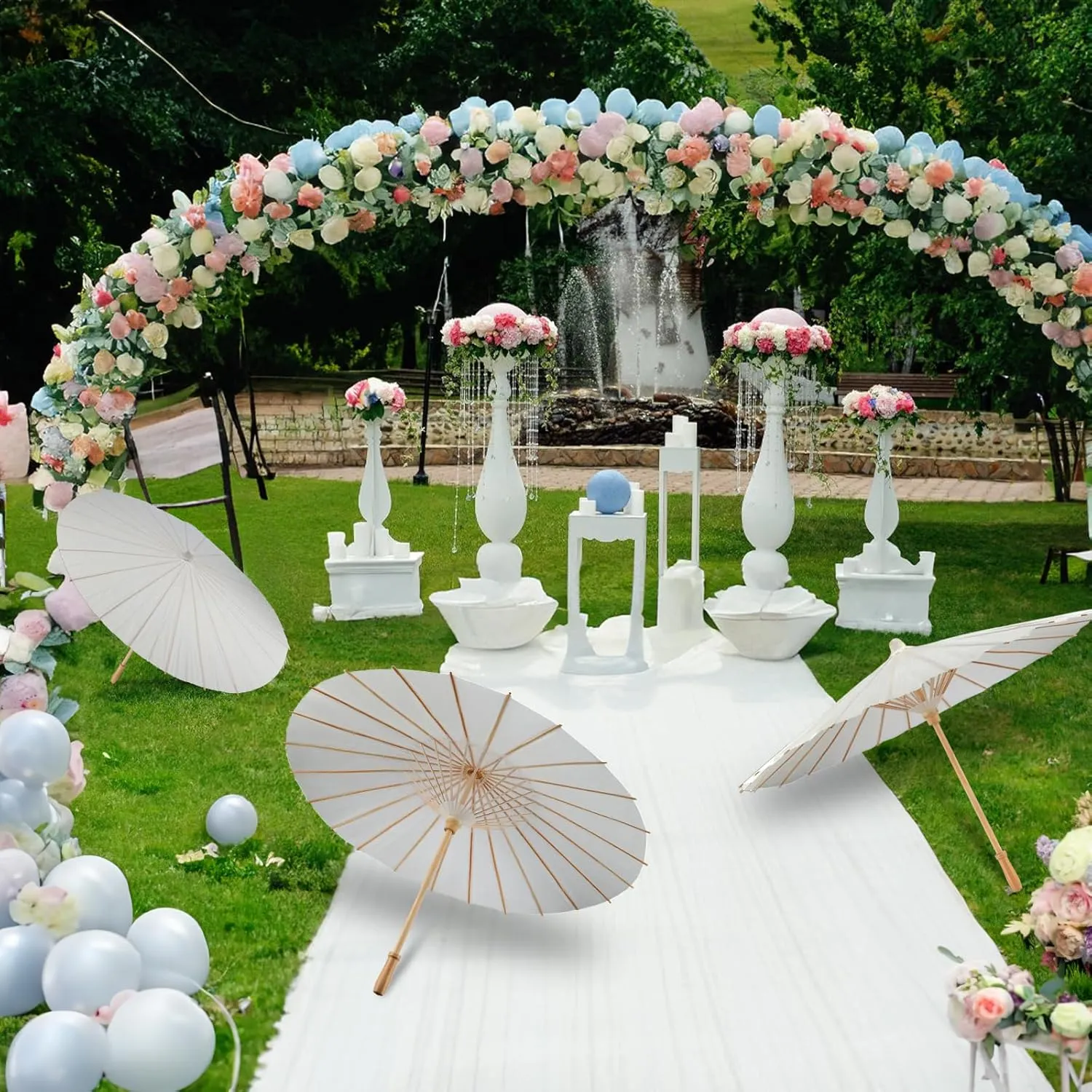 3 Pieces 33 Inches Large White Paper Umbrellas Parasol Decorative Chinese Japanese Parasol Rainproof Oiled Paper DIY Painting Umbrellas for Wedding Bridal Showers Party Decor (3 PCS)