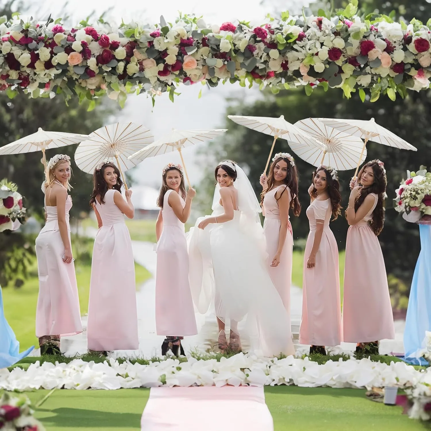 3 Pieces 33 Inches Large White Paper Umbrellas Parasol Decorative Chinese Japanese Parasol Rainproof Oiled Paper DIY Painting Umbrellas for Wedding Bridal Showers Party Decor (3 PCS)