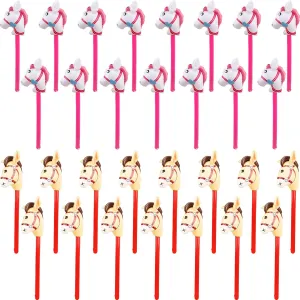 30 Pcs Inflatable Horse Stick Blow up Horsehead Stick Inflatable Cowboy Cowgirl Pony Stick Horse Stick Balloons for Birthday Christmas Pool Cowboy Theme Party Decoration (Color set 2)