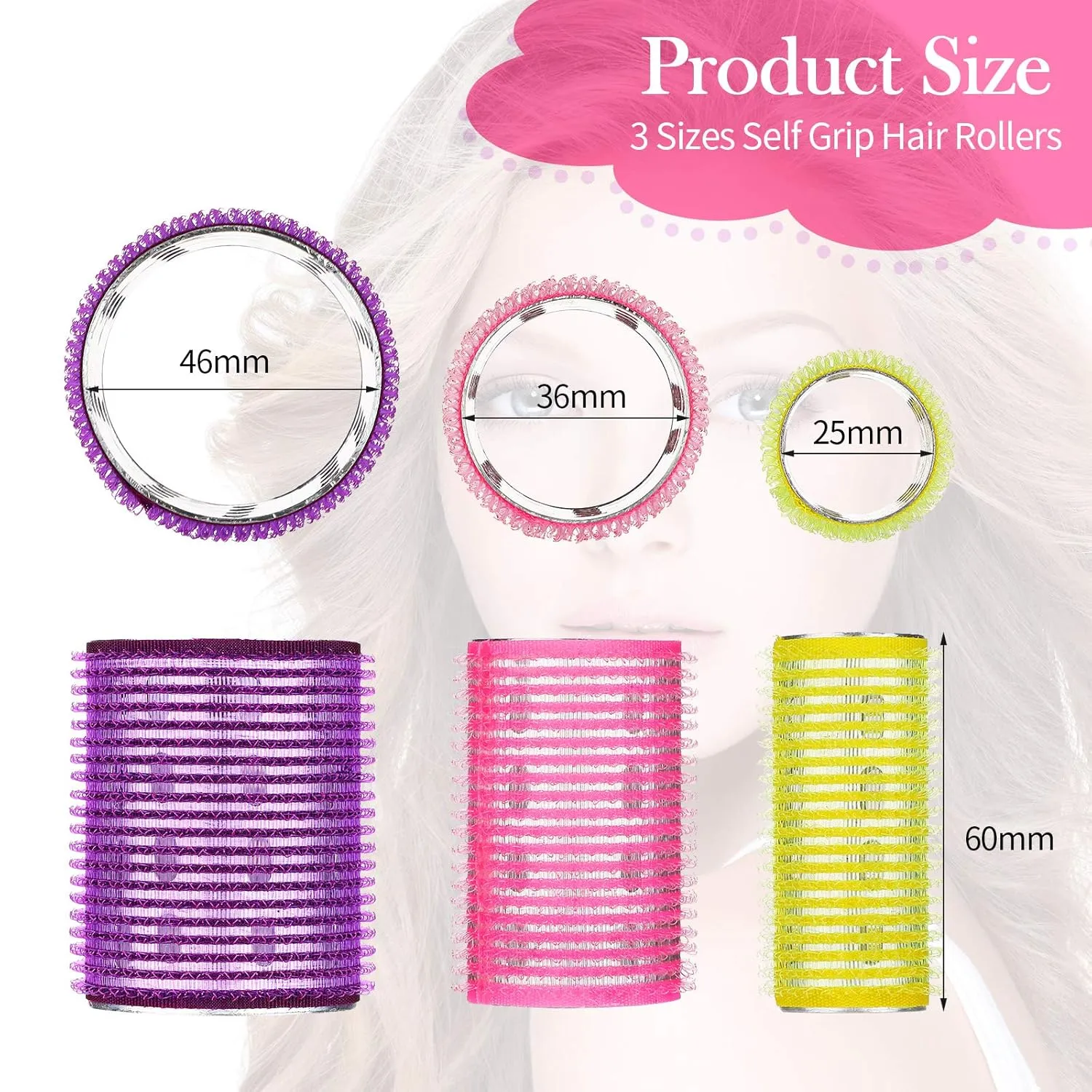 37 Pcs Aluminum Thermal Hair Rollers Set 3 Sizes Self Grip Hair Rollers 18 Pcs Duckbill Clips, Comb Hairdressing Styling Tool for Women, Men(0.98'', 1.42'', 1.8'',Random Color)
