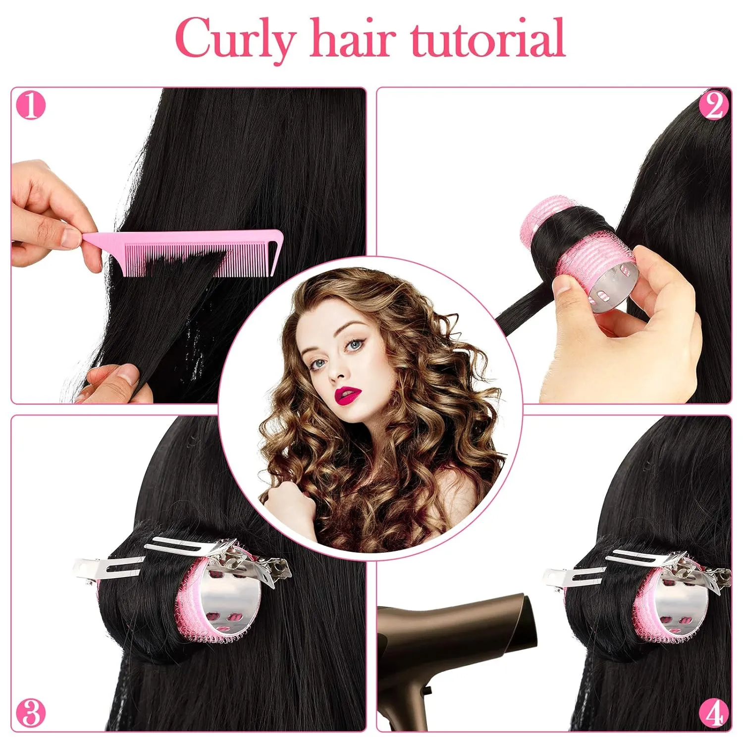 37 Pcs Aluminum Thermal Hair Rollers Set 3 Sizes Self Grip Hair Rollers 18 Pcs Duckbill Clips, Comb Hairdressing Styling Tool for Women, Men(0.98'', 1.42'', 1.8'',Random Color)