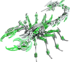 3D Metal Scorpion Puzzles for Adults: 3-D Puzzles Metal Model Kits to Build DIY Assembly Mechanical Puzzle Building Block Toys with Tool Brain Teaser Craft for Home Decor (Metal Scorpion-Green)