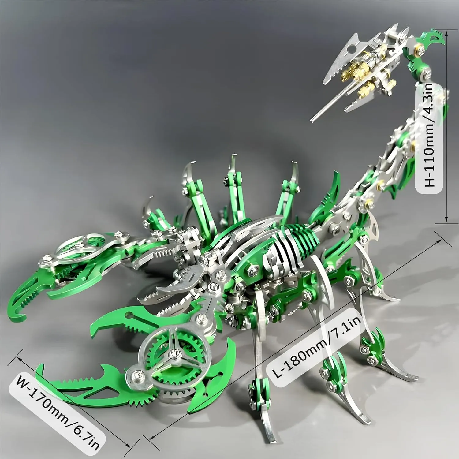 3D Metal Scorpion Puzzles for Adults: 3-D Puzzles Metal Model Kits to Build DIY Assembly Mechanical Puzzle Building Block Toys with Tool Brain Teaser Craft for Home Decor (Metal Scorpion-Green)