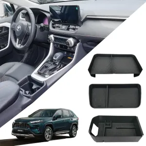 3PCS Center Console Organizer for Toyota RAV4 2025 2024 2023 2022-2019 ABS Dashboard Storage Organizer, Console Divider Storage Tray, Armrest Storage Box for RAV 4 Interior Accessories