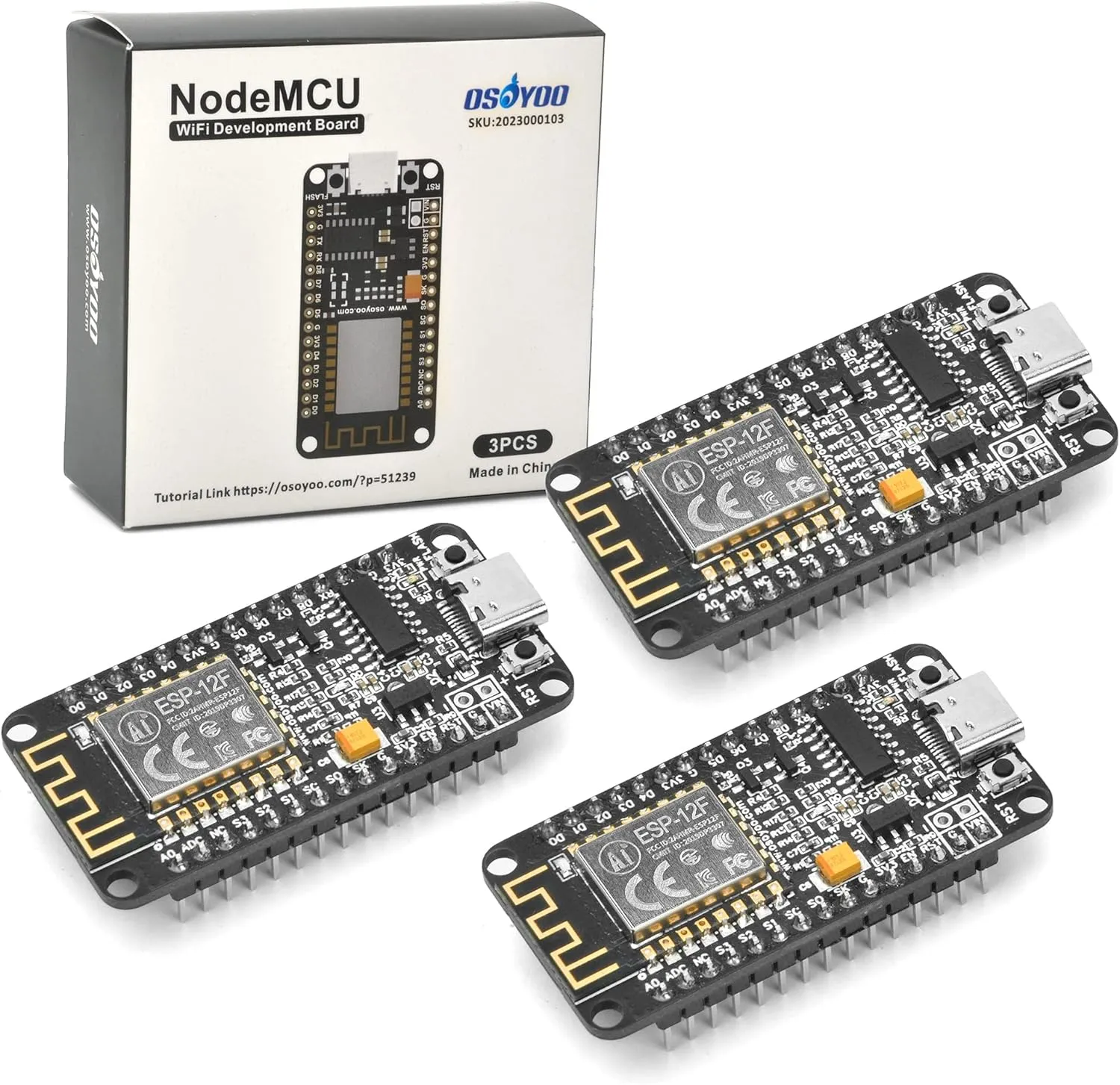 3Pcs/lot OSOYOO NodeMCU Module USB-C ESP8266 ESP-12F WiFi Development Board for Arduino