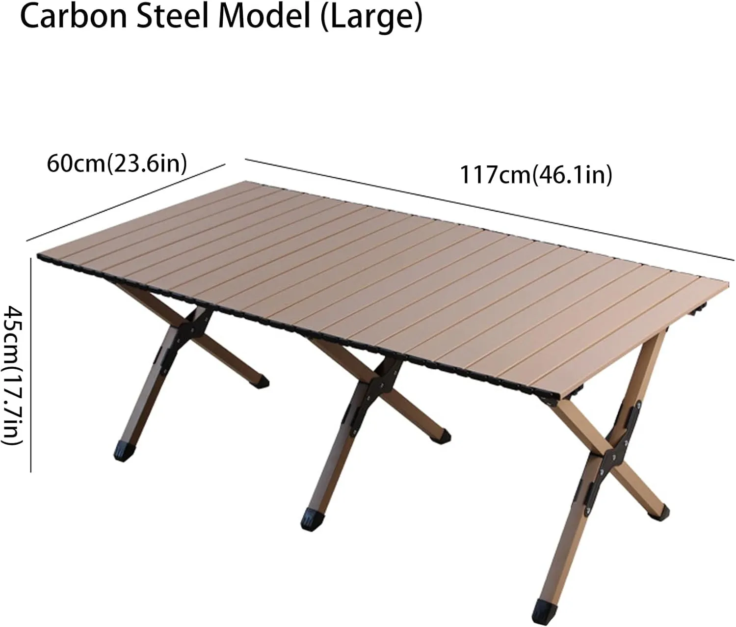 4-6 People Camping Table, Roll-Up Lightweight Picnic Table with Large Aluminum Tabletop & Carrying Bag, Portable Outdoor Folding Table for Hiking, Backpacking & Fishing(Carbon Steel Wood Gra