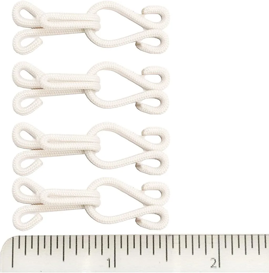 4 x True Bright White Large Covered Hook & Eye Sewing Closure for Fur Coat Jacket Cape Stole Bridal Wedding Bracelet Jewelry Books Arts Crafts