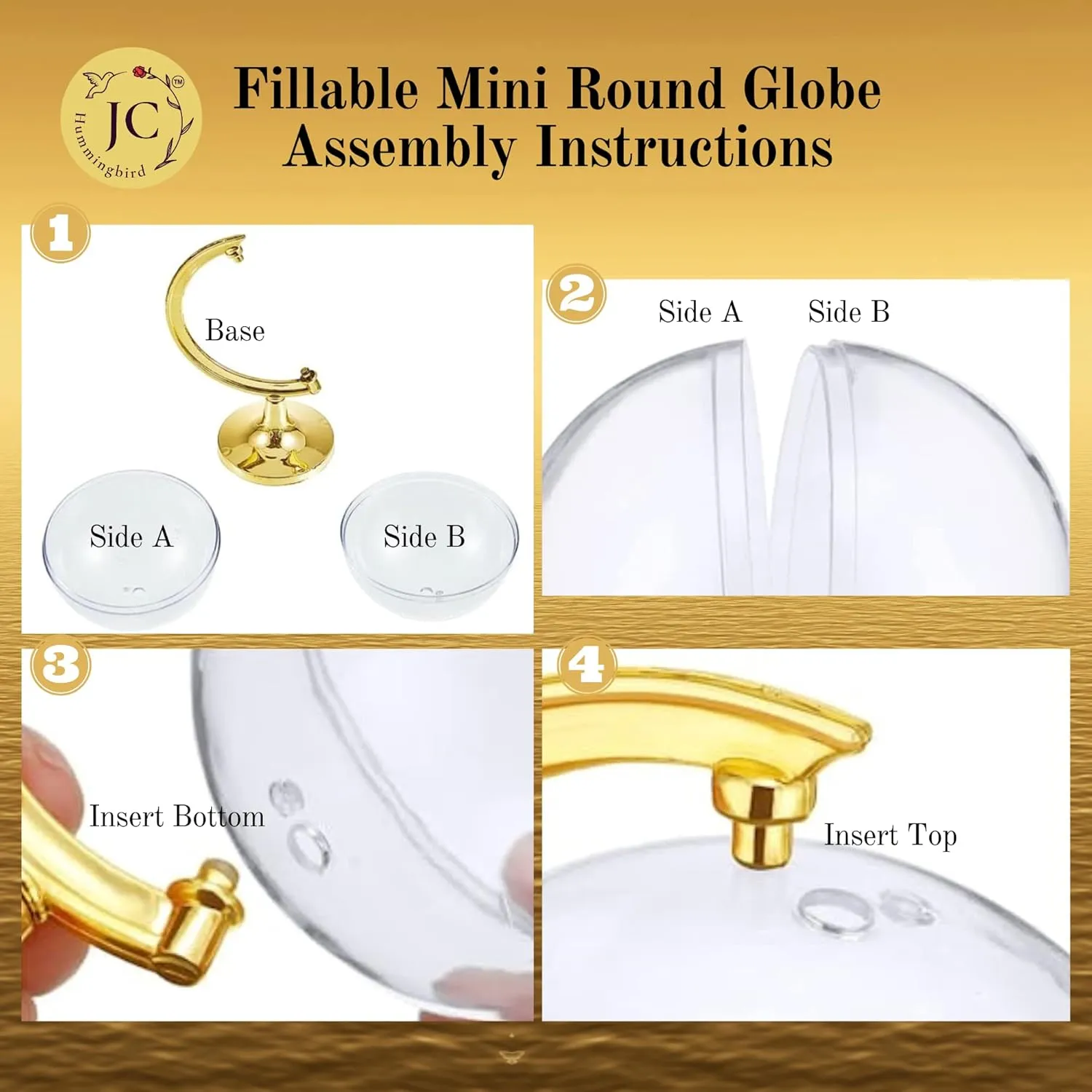 48 Pieces Fillable Mini Gold Globe Party Favors (Assembly Required)