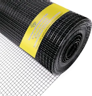 48in x 50ft 1 inch Hardware Cloth 16 Gauge Black Vinyl Coated Welded Wire Fence Wire Mesh Roll Rabbit Wire Chicken Wire Fencing Gopher Wire Cloth Garden Fence Poultry Netting Rodent Wire