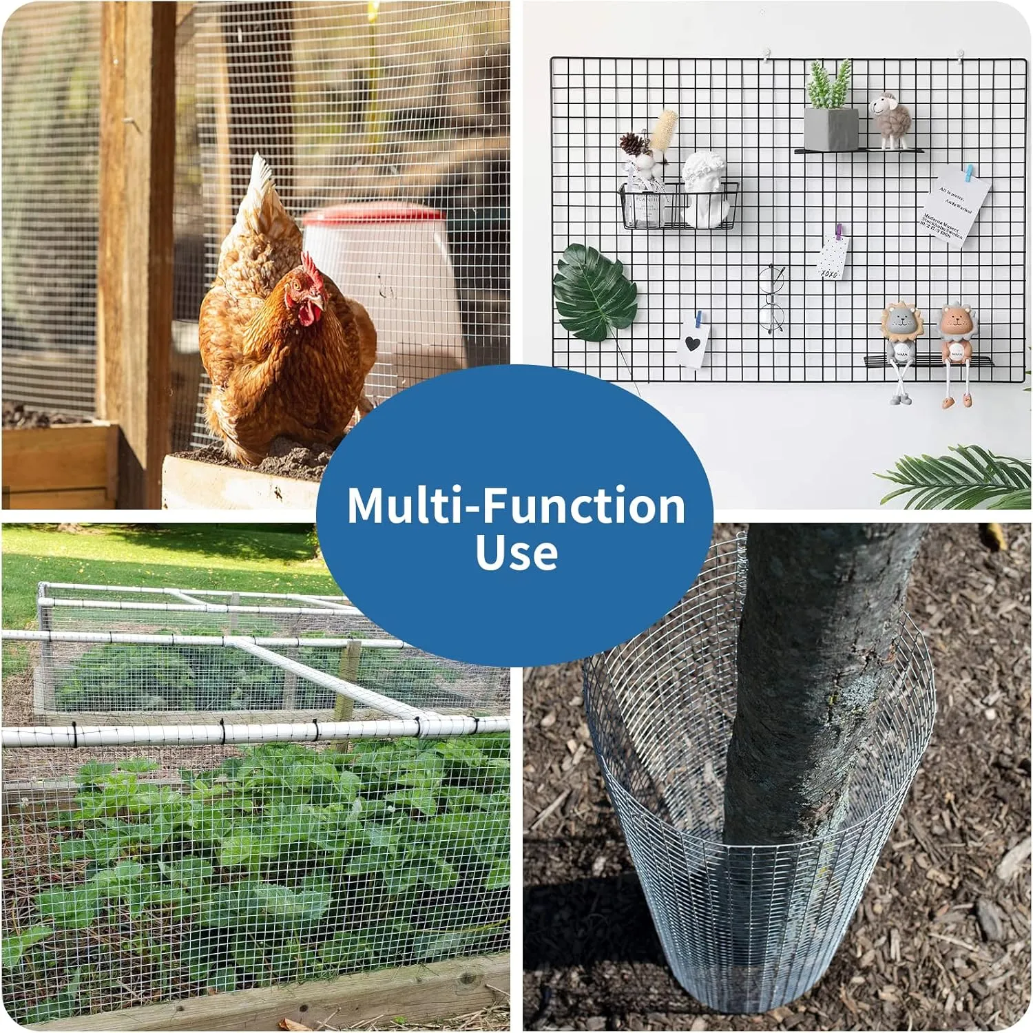 48" x 100' 1/2inch Hardware Cloth Black Vinyl Coated Chicken Wire Fence Galvanized Welded Mesh Roll for Garden Rabbit Cage, Silver