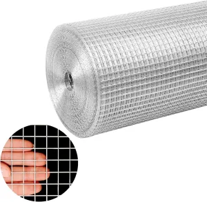 48" x 100' 1/2inch Hardware Cloth Black Vinyl Coated Chicken Wire Fence Galvanized Welded Mesh Roll for Garden Rabbit Cage, Silver